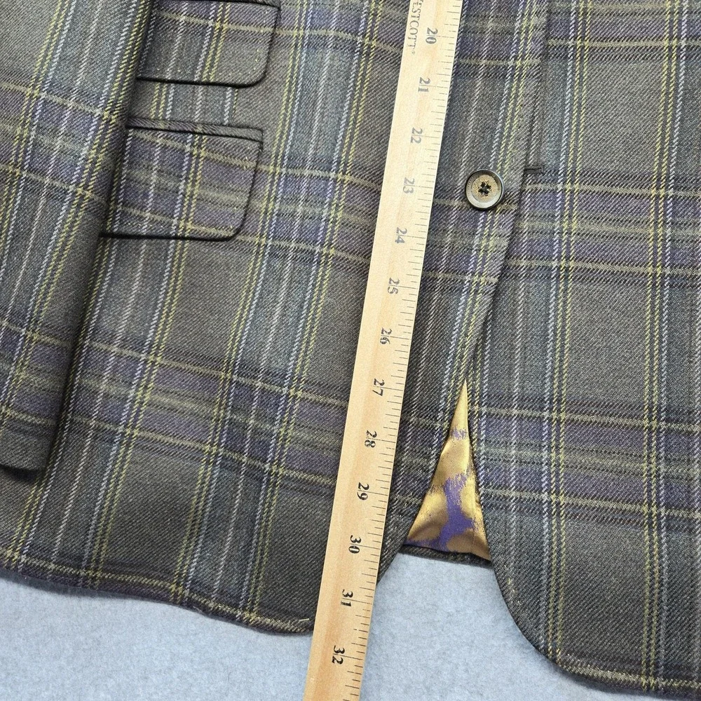 Ted Baker Sport Coat Mens 44 Brown Plaid Wool Tweed 2 Button Made In Italy